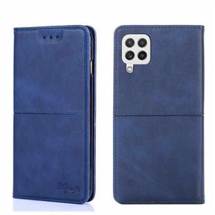 For Samsung Galaxy M12/F12 Cow Texture Magnetic Horizontal Flip Leather Phone Case(Blue)