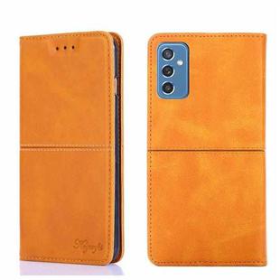 For Samsung Galaxy M52 5G Cow Texture Magnetic Horizontal Flip Leather Phone Case(Light Brown)