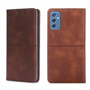 For Samsung Galaxy M52 5G Cow Texture Magnetic Horizontal Flip Leather Phone Case(Dark Brown)