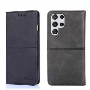 For Samsung Galaxy S21 Ultra Cow Texture Magnetic Horizontal Flip Leather Phone Case(Black)