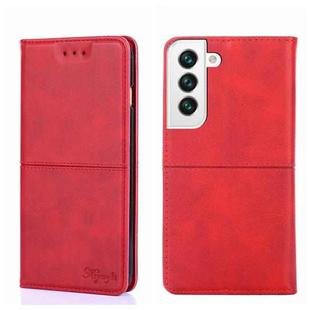 For Samsung Galaxy S22 Cow Texture Magnetic Horizontal Flip Leather Phone Case(Red)