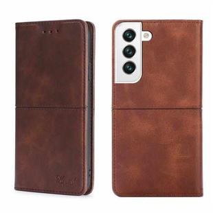 For Samsung Galaxy S22+ Cow Texture Magnetic Horizontal Flip Leather Phone Case(Dark Brown)