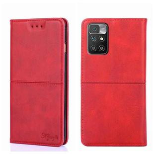 For Xiaomi Redmi 10 Cow Texture Magnetic Horizontal Flip Leather Phone Case(Red)
