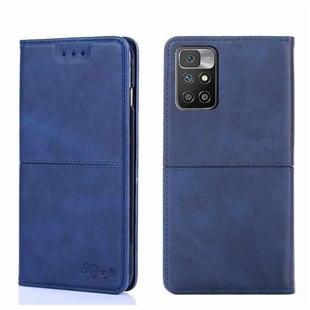 For Xiaomi Redmi 10 Cow Texture Magnetic Horizontal Flip Leather Phone Case(Blue)