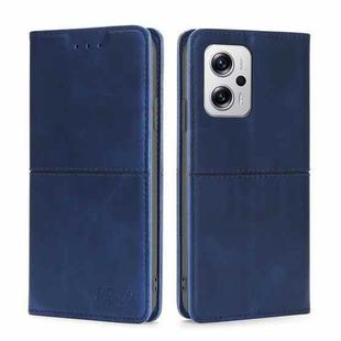 For Xiaomi Redmi Note 11T Pro 5G/Redmi Note 11T Pro+ 5G Cow Texture Magnetic Horizontal Flip Leather Phone Case(Blue)