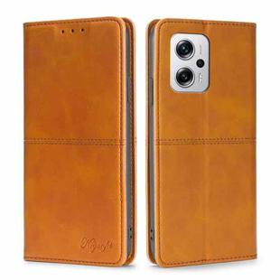 For Xiaomi Redmi Note 11T Pro 5G/Redmi Note 11T Pro+ 5G Cow Texture Magnetic Horizontal Flip Leather Phone Case(Light Brown)