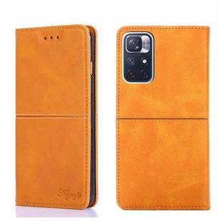 For Xiaomi Redmi Note 11 5G/Poco M4 Pro 5G Cow Texture Magnetic Horizontal Flip Leather Phone Case(Light Brown)