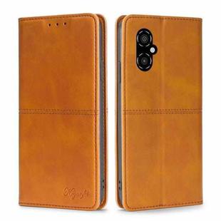 For Xiaomi Poco M4 5G Cow Texture Magnetic Horizontal Flip Leather Phone Case(Light Brown)