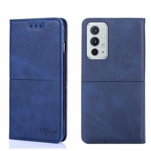 For OnePlus 9RT 5G Cow Texture Magnetic Horizontal Flip Leather Phone Case(Blue)