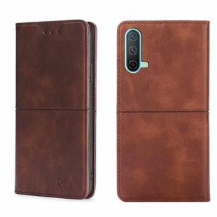 For OnePlus Nord CE 5G Cow Texture Magnetic Horizontal Flip Leather Phone Case(Dark Brown)