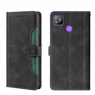 For Tecno Pop 4 Skin Feel Straw Hat Magnetic Buckle Leather Phone Case(Black)