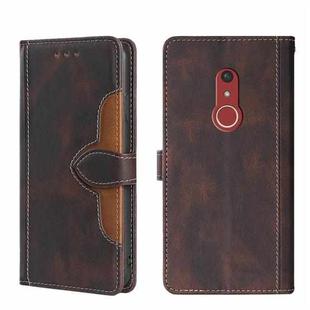 For Fujitsu Arrow Be4 Plus F-41B Skin Feel Straw Hat Magnetic Buckle Leather Phone Case(Brown)