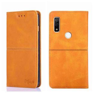 For Fujitsu Arrows We F-51B Cow Texture Magnetic Horizontal Flip Leather Phone Case(Light Brown)