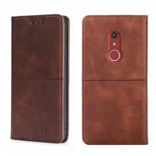 For Fujitsu Arrow Be4 Plus F-41B Cow Texture Magnetic Horizontal Flip Leather Phone Case(Dark Brown)