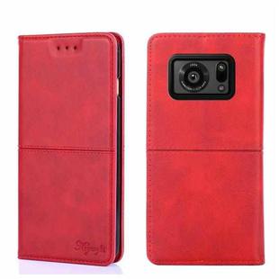 For Sharp Aquos R6 Cow Texture Magnetic Horizontal Flip Leather Phone Case(Red)