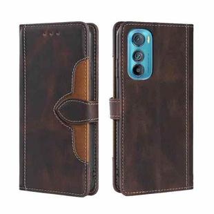 For Motorola Edge 30 Skin Feel Magnetic Buckle Leather Phone Case(Brown)