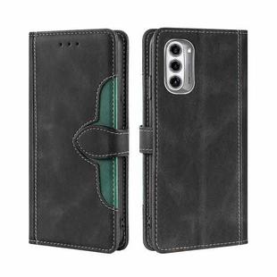 For Motorola Moto G52j 5G Skin Feel Magnetic Buckle Leather Phone Case(Black)