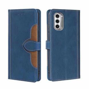 For Motorola Moto G52j 5G Skin Feel Magnetic Buckle Leather Phone Case(Blue)