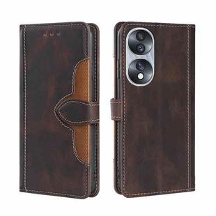For Honor 70 Skin Feel Magnetic Buckle Leather Phone Case(Brown)