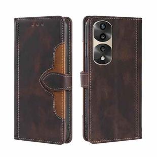 For Honor 70 Pro / 70 Pro Plus Skin Feel Magnetic Buckle Leather Phone Case(Brown)