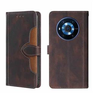 For Honor Magic3 Skin Feel Magnetic Buckle Leather Phone Case(Brown)