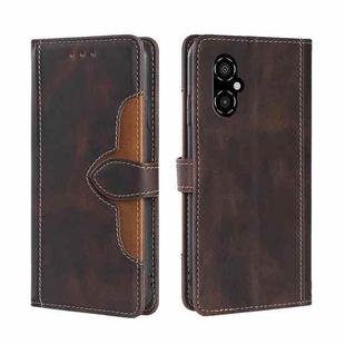 For Xiaomi Poco M4 5G Skin Feel Magnetic Buckle Leather Phone Case(Brown)