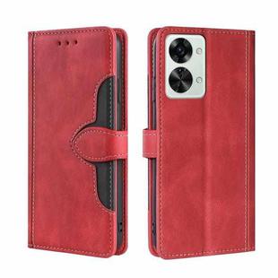 For OnePlus Nord 2T Skin Feel Magnetic Buckle Leather Phone Case(Red)