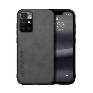 For Xiaomi Redmi 10 Skin Feel Magnetic Leather Back Phone Case(Dark Grey)