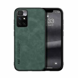 For Xiaomi Redmi 10 Skin Feel Magnetic Leather Back Phone Case(Green)