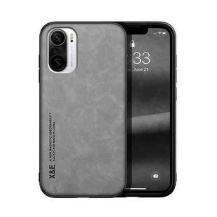 For Xiaomi Redmi K40 Skin Feel Magnetic Leather Back Phone Case(Light Grey)