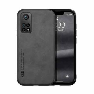 For Xiaomi Mi 10T Skin Feel Magnetic Leather Back Phone Case(Dark Grey)