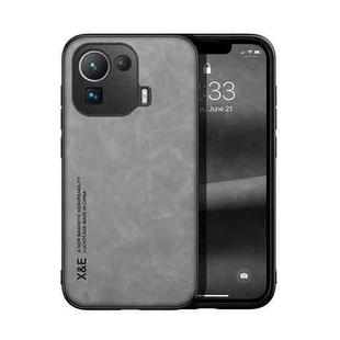 For Xiaomi 11T Pro Skin Feel Magnetic Leather Back Phone Case(Light Grey)