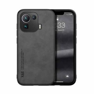 For Xiaomi 11T Pro Skin Feel Magnetic Leather Back Phone Case(Dark Grey)
