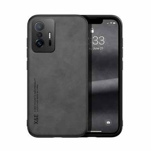 For Xiaomi 11T Skin Feel Magnetic Leather Back Phone Case(Dark Grey)