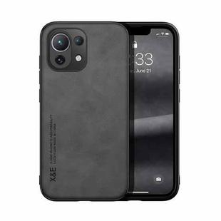 For Xiaomi Mi 11 Lite Skin Feel Magnetic Leather Back Phone Case(Dark Grey)