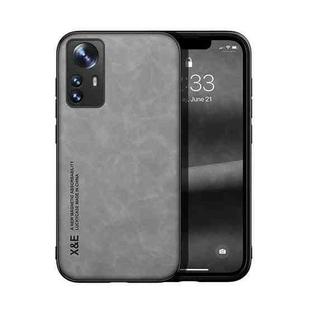 For Xiaomi 12 Pro Skin Feel Magnetic Leather Back Phone Case(Light Grey)