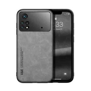For Xiaomi Poco M4 Pro 4G Skin Feel Magnetic Leather Back Phone Case(Light Grey)