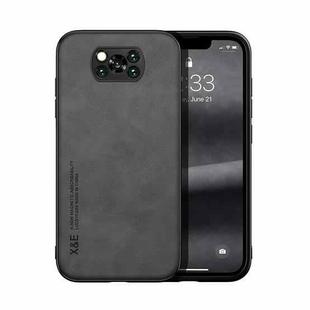 For Xiaomi Poco X3 NFC Skin Feel Magnetic Leather Back Phone Case(Dark Grey)