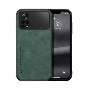 For Xiaomi Poco X4 Pro 5G Skin Feel Magnetic Leather Back Phone Case(Green)