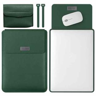 4 in 1 Lightweight and Portable Leather Computer Bag, Size:15.4/15.6/16.1 inches(Dark Green)