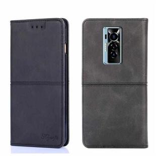 For Tecno Phantom X Cow Texture Magnetic Horizontal Flip Leather Phone Case(Black)