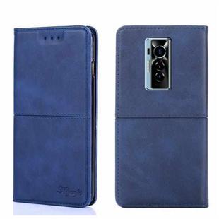 For Tecno Phantom X Cow Texture Magnetic Horizontal Flip Leather Phone Case(Blue)