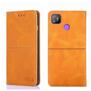 For Tecno Pop 4 Cow Texture Magnetic Horizontal Flip Leather Phone Case(Light Brown)