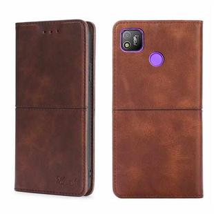 For Tecno Pop 4 Cow Texture Magnetic Horizontal Flip Leather Phone Case(Dark Brown)