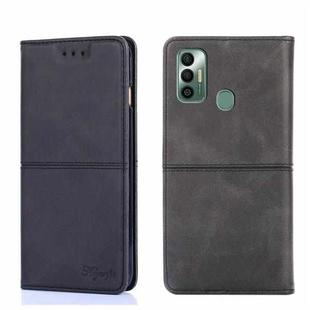 For Tecno Spark 7 Cow Texture Magnetic Horizontal Flip Leather Phone Case(Black)