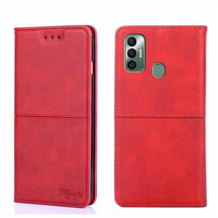 For Tecno Spark 7 Cow Texture Magnetic Horizontal Flip Leather Phone Case(Red)