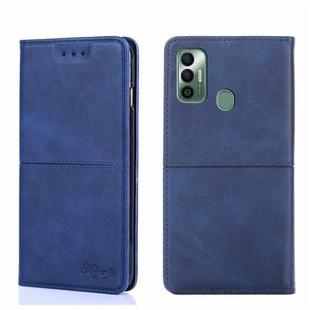 For Tecno Spark 7 Cow Texture Magnetic Horizontal Flip Leather Phone Case(Blue)