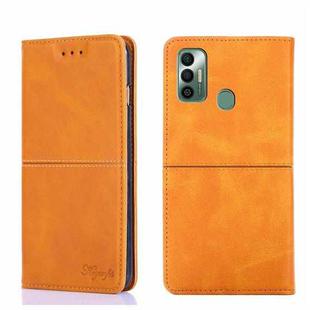 For Tecno Spark 7 Cow Texture Magnetic Horizontal Flip Leather Phone Case(Light Brown)