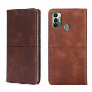 For Tecno Spark 7 Cow Texture Magnetic Horizontal Flip Leather Phone Case(Dark Brown)