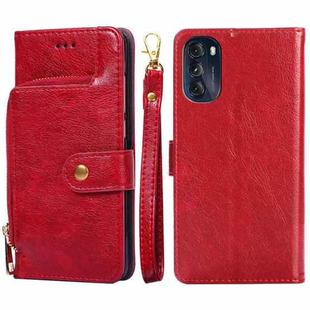 For Motorola Moto G 5G 2022 Zipper Bag PU + TPU Horizontal Flip Leather Case(Red)